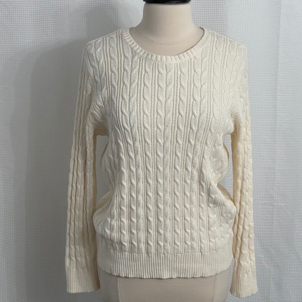 St John Bay Women's Classic Crewneck Cable Knit Sweater
